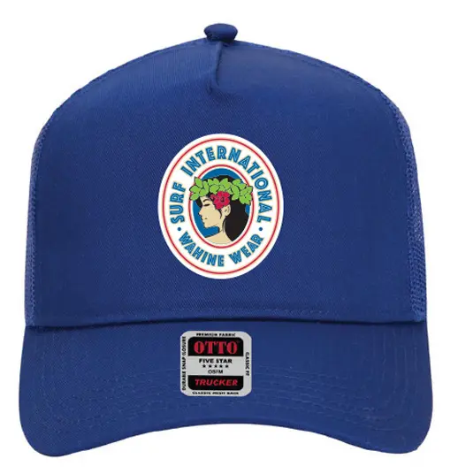 A blue hat with the international logo on it.