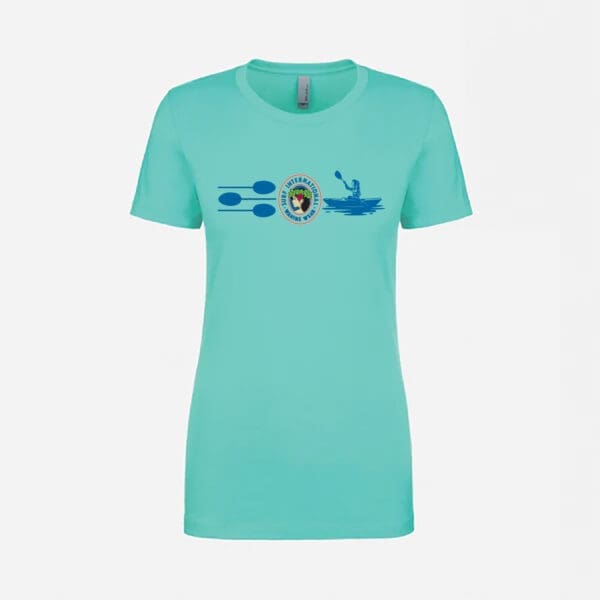 A women 's t-shirt with an image of a water source.