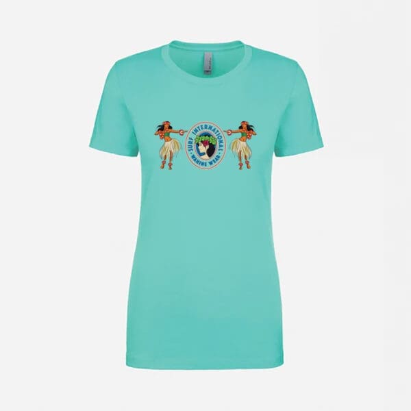 A women 's t-shirt with two dogs on it.