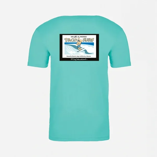 A t-shirt with an image of a person flying a kite.