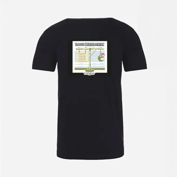 A black t-shirt with a picture of a map on it.