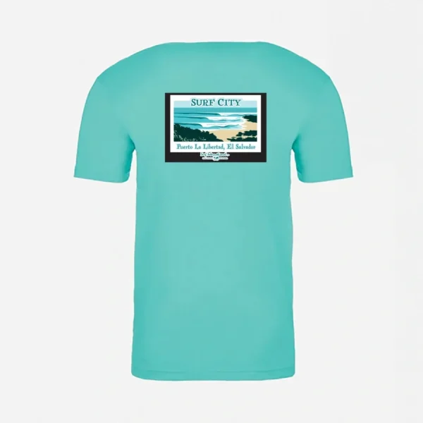 A t-shirt with an image of the ocean on it.