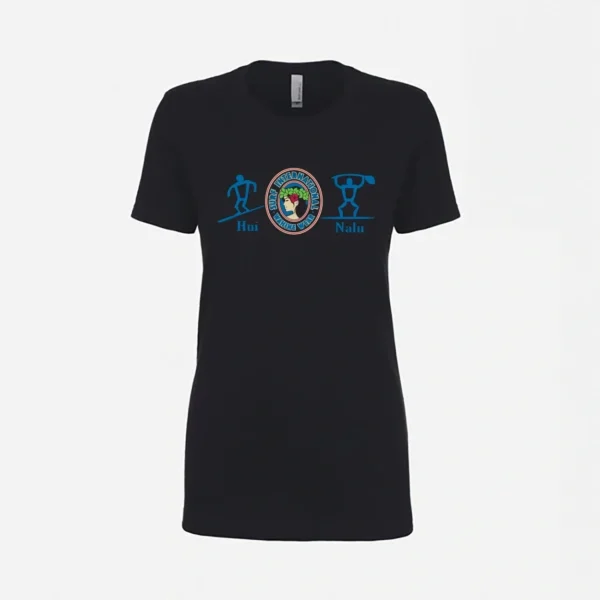 Picture of women 's t-shirt with the letters iota and a seal.