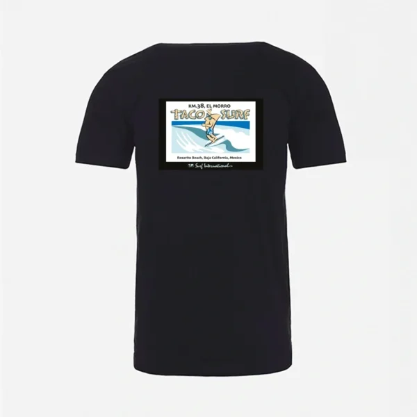 A black t-shirt with an image of a bird.